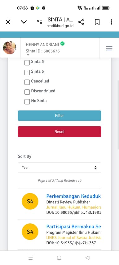 Foto HENNY ANDRIANI - Dosen di Universitas Andalas