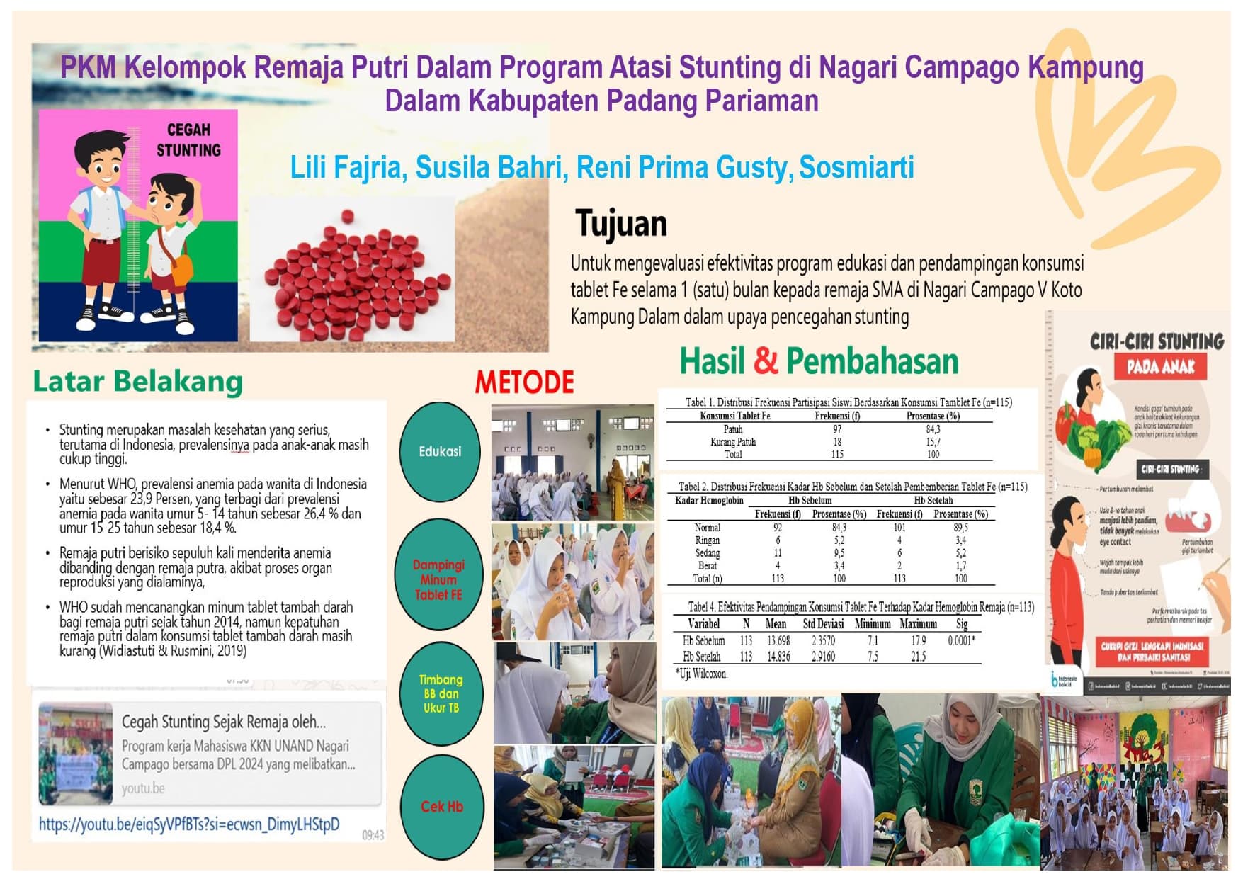 PKM Kelompok Remaja Putri Dalam Program Atasi Stunting DI Nagari Campago V Kampung Dalam Kabupaten Padang Pariaman