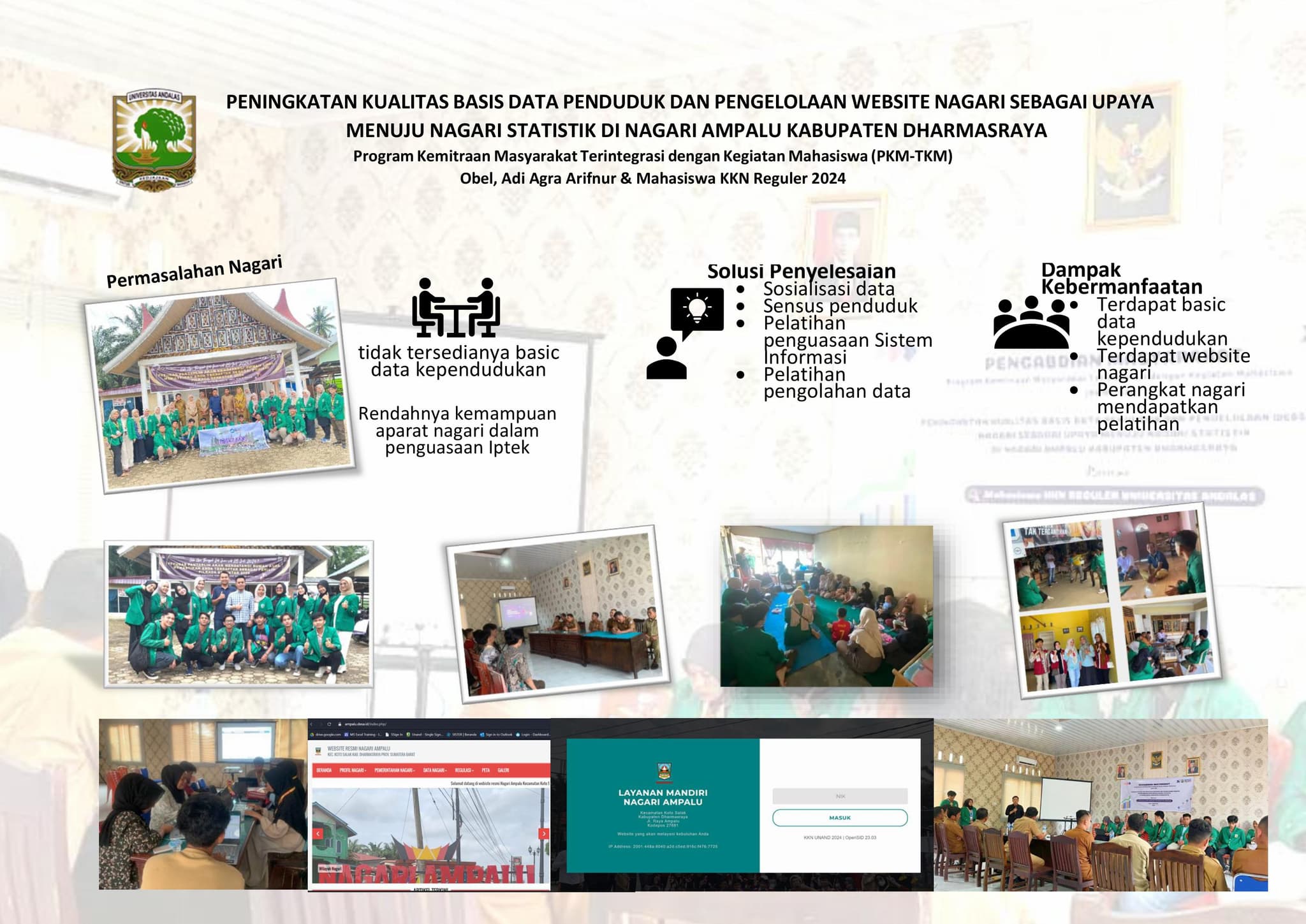 PENINGKATAN KUALITAS BASIS DATA PENDUDUK DAN PENGELOLAAN WEBSITE NAGARI SEBAGAI UPAYA MENUJU NAGARI STATISTIK  DI NAGARI AMPALU KABUPATEN DHARMASRAYA