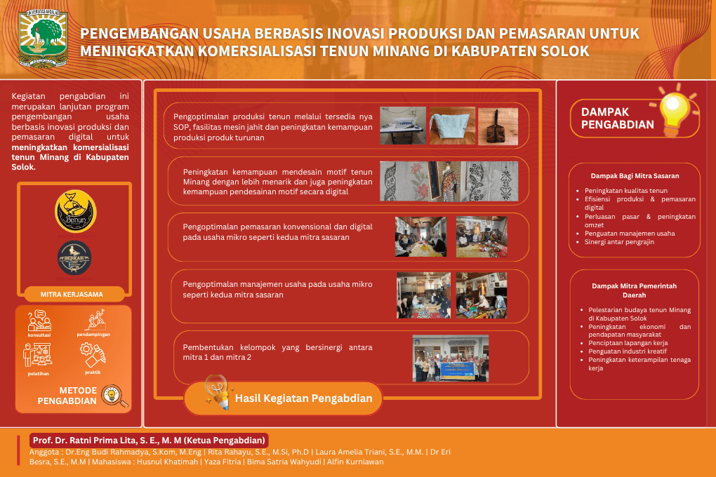 PENGEMBANGAN USAHA BERBASIS INOVASI PRODUKSI DAN PEMASARAN UNTUK MENINGKATKAN KOMERSIALISASI TENUN MINANG DI KABUPATEN SOLOK